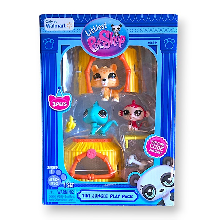 Littlest Pet Shop Tiki Jungle Play Pack: Monkey (50), Leopard (51), Iguana (52)