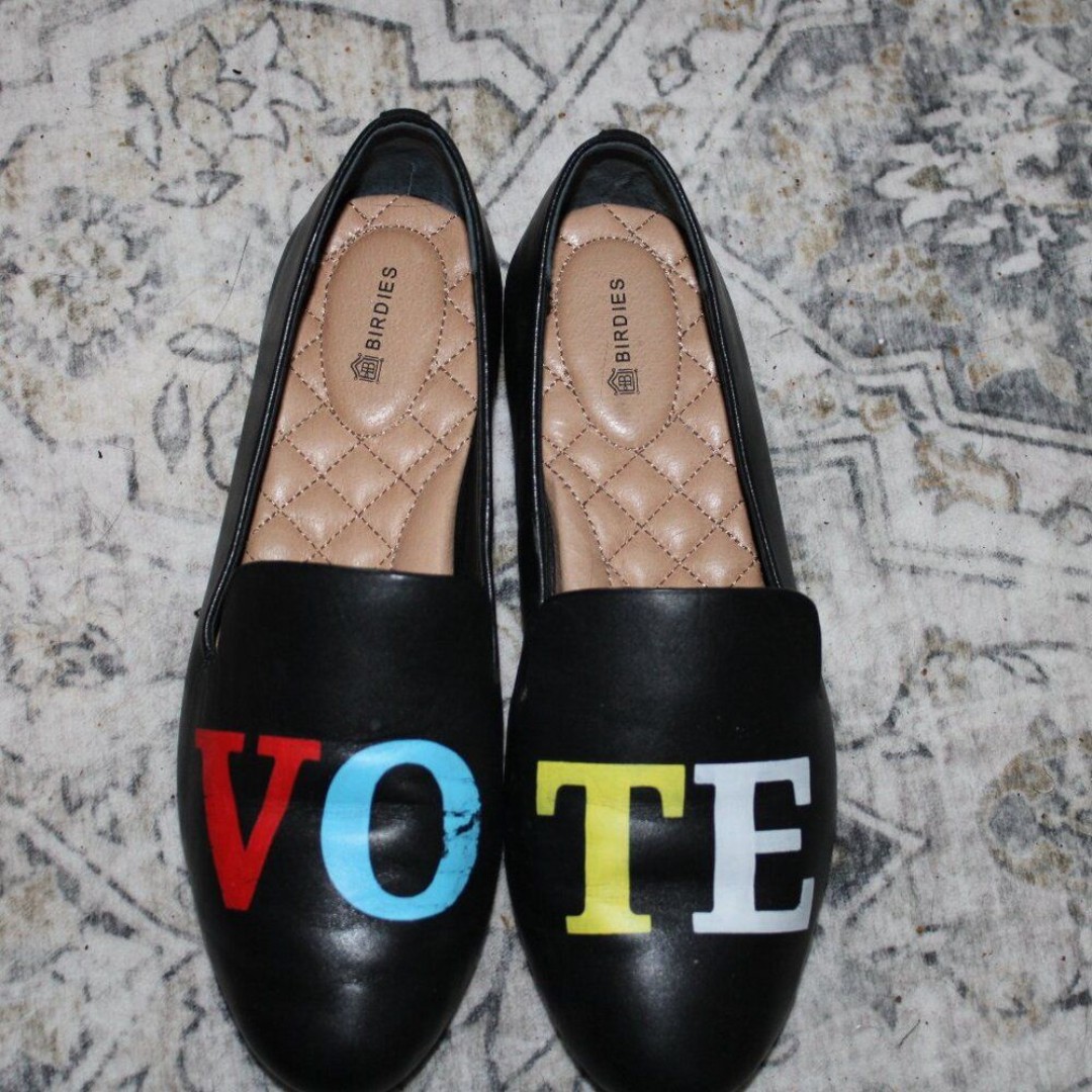 Birdies women's black shoes VOTE special edition size 8 some wear on letters