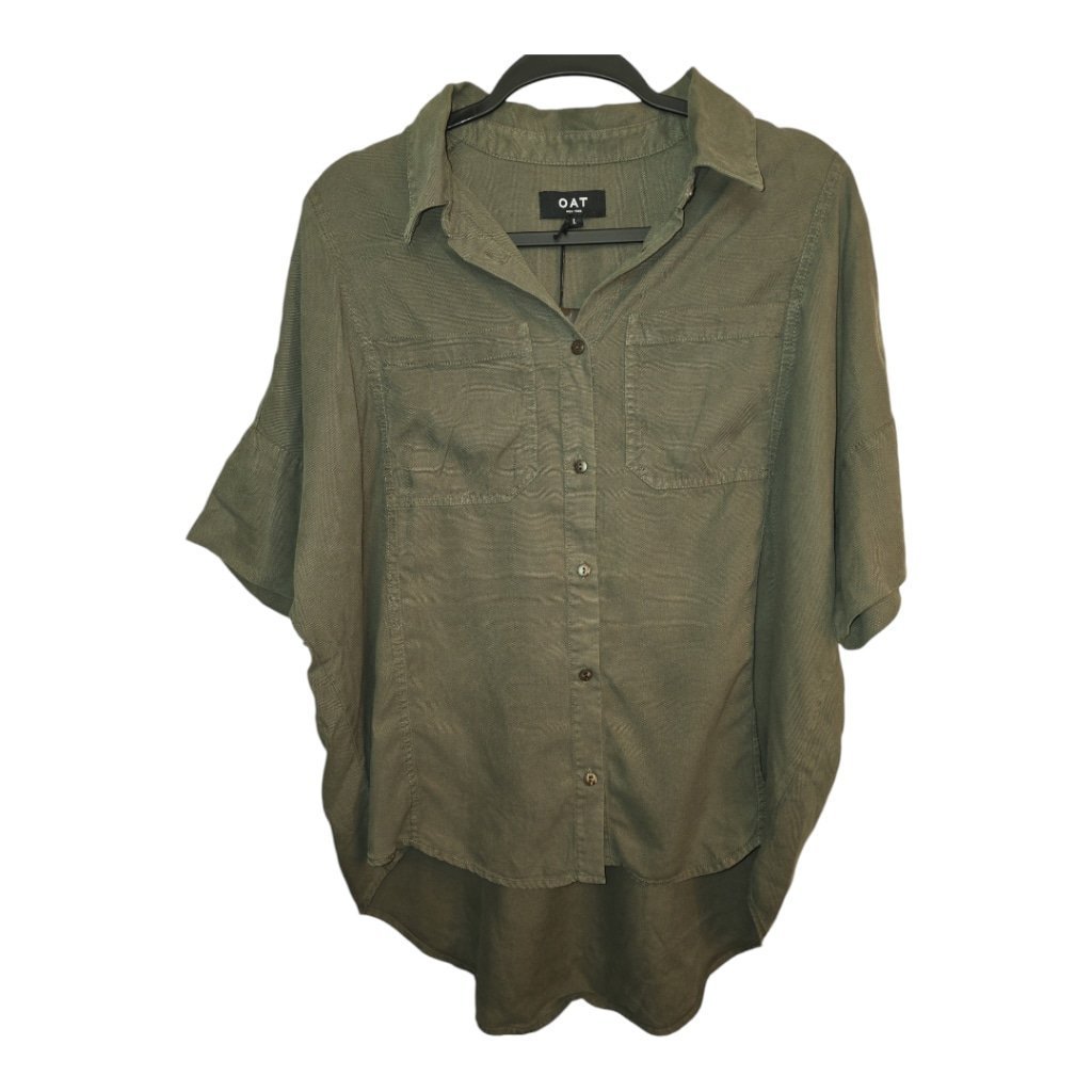 OAT Oversized Button Down Shirt - Green - Size Large