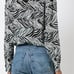 Faith Connexion BodySuit Silk Shirt Black/White Zebra Print w/Stars BNWT 1020