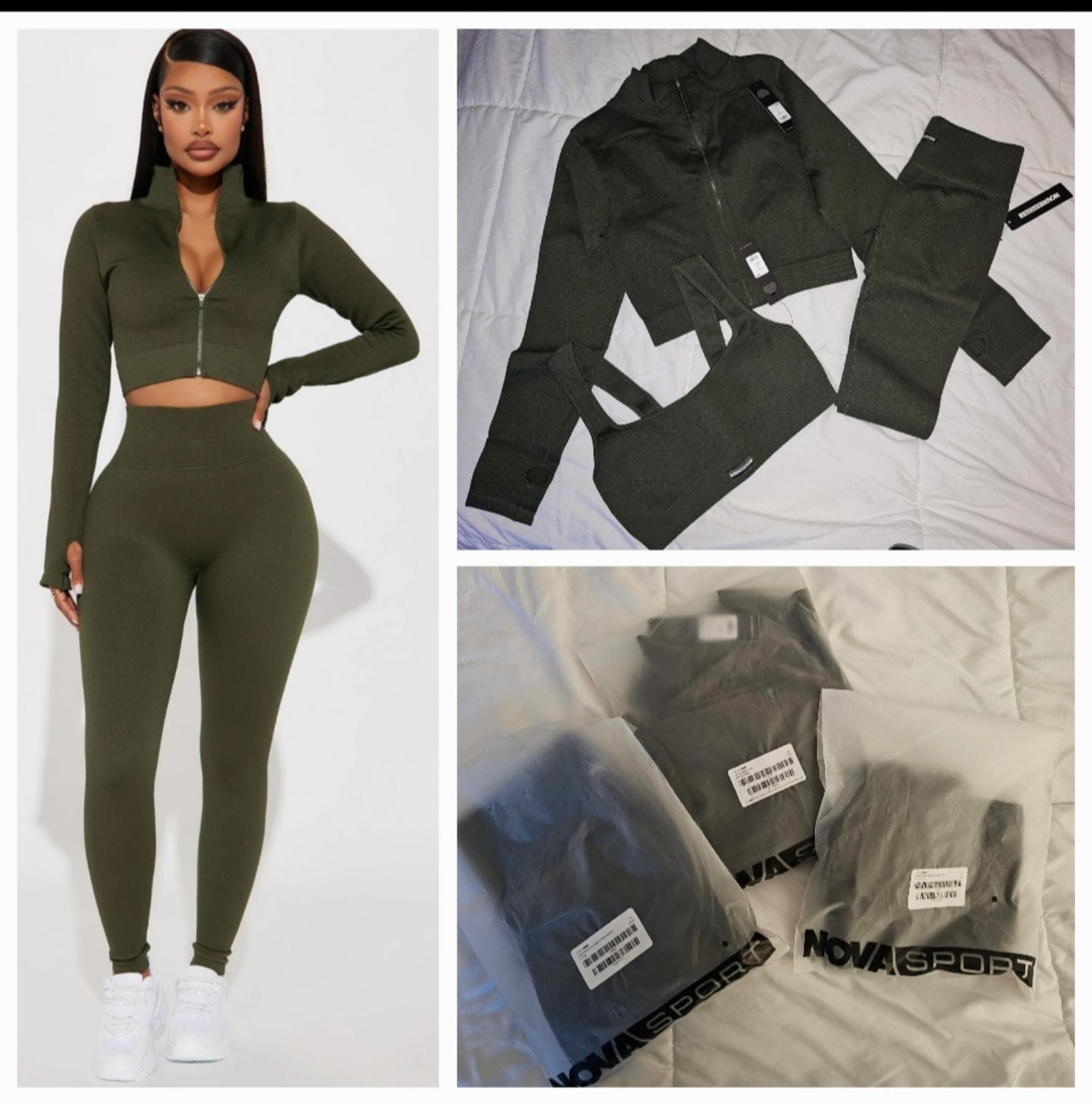 3 Piece Fashion Nova Sport athletic Set - Sports Bra, Leggings & Jacket