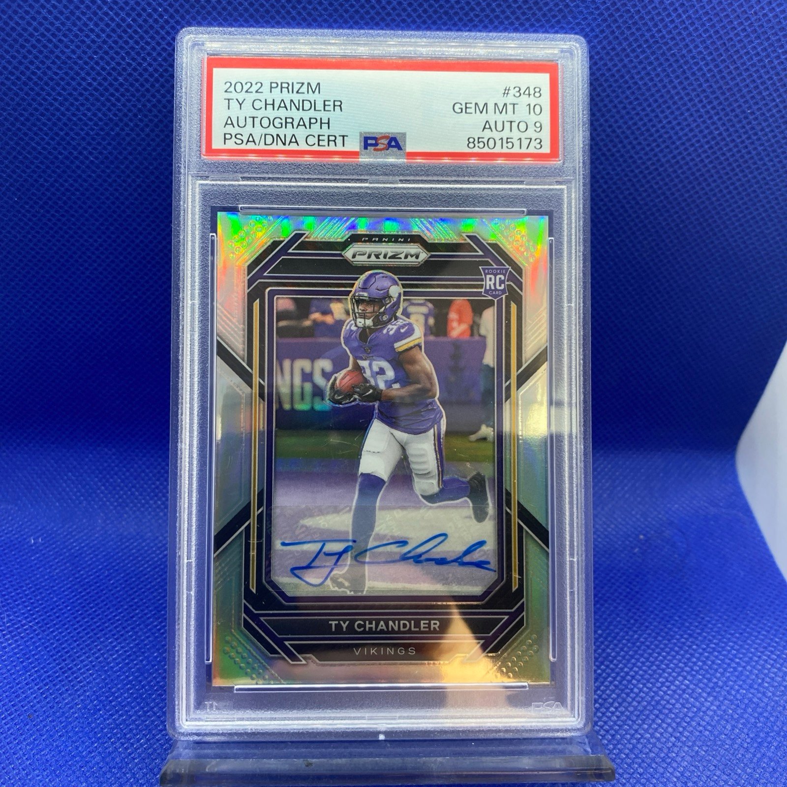 Ty Chandler ~ 2022 Panini Prizm Rookie Auto Silver #348 RC ~ PSA 10 Gem (Pop 4