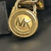 MICHAEL KORS Handbag Black Leather Woven Gold Trim Chain 2-Way *EUC* GLAM ROCK!