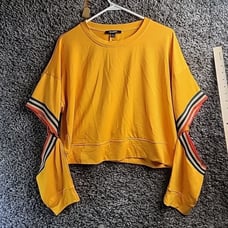 Ups & Downs Cropped Sweater Women's Long Sleeve Open Elbow Sz XL