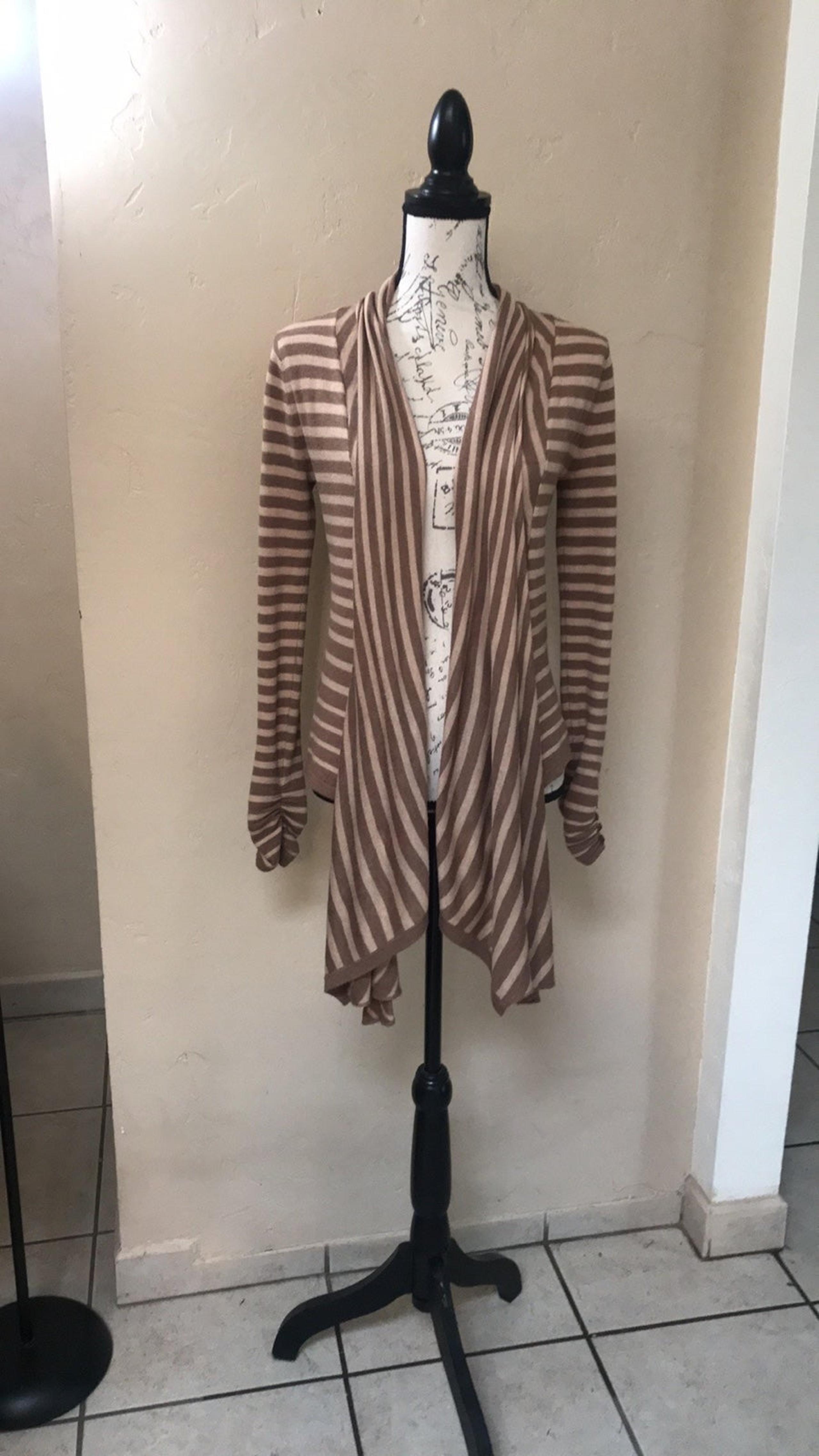GUESS Tan & Beige Striped Cardigan  Size Small