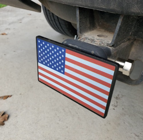 Trailer Hitch Cover for 2 Receivers, Heavy Metal Tow Hitch Cover USA American