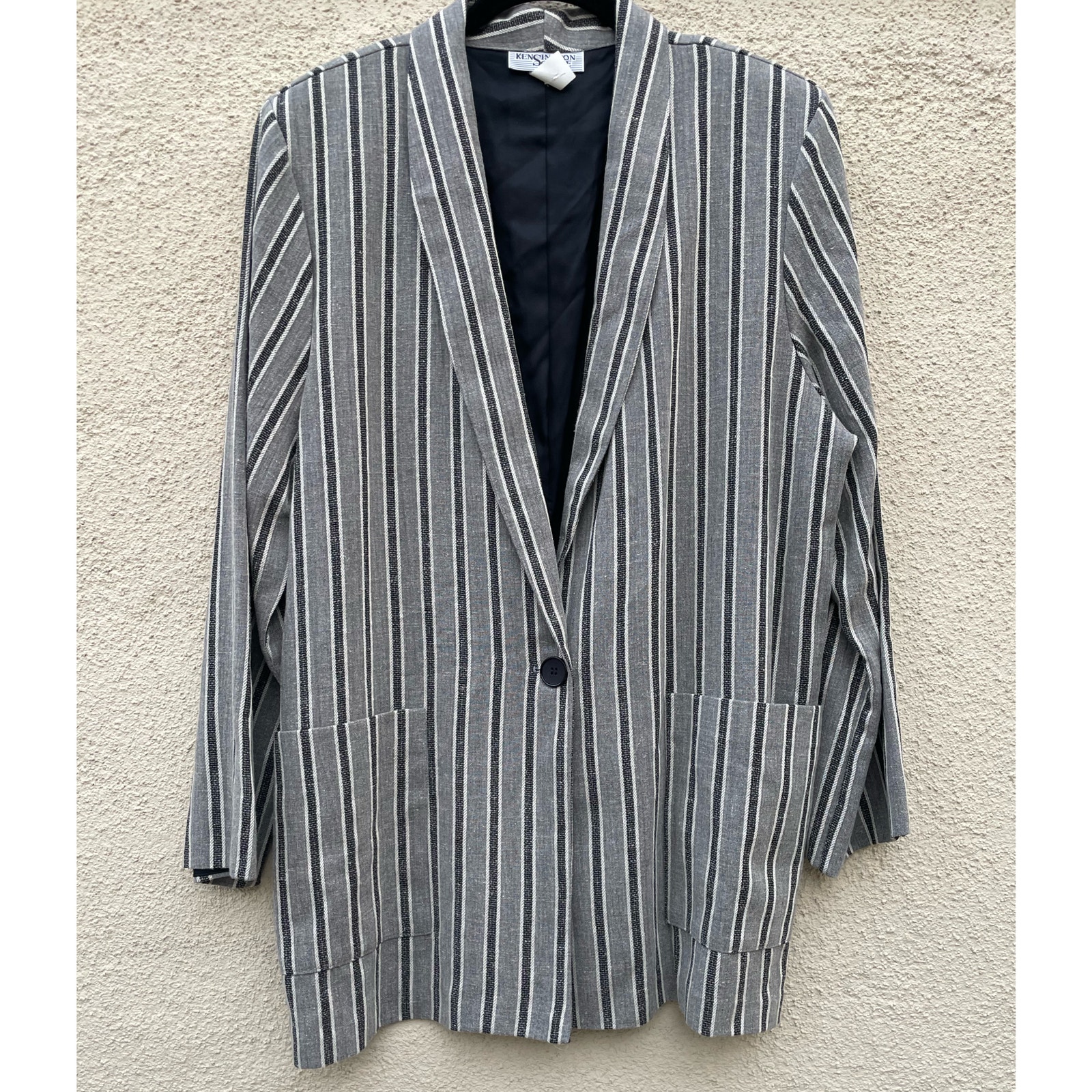 Vintage Kensington Square Linen Blend Blazer Jacket L