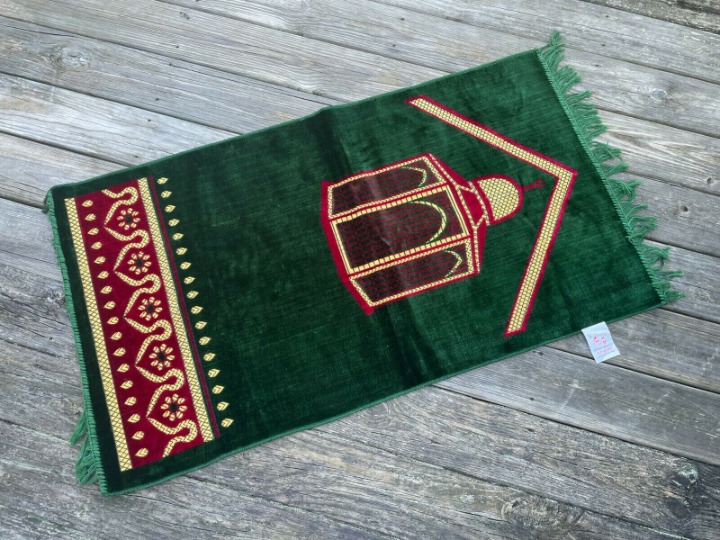 Jai Namaz Prayer Rugs Green Velvet Religious Area Rug Musalah Janamaz Rug New