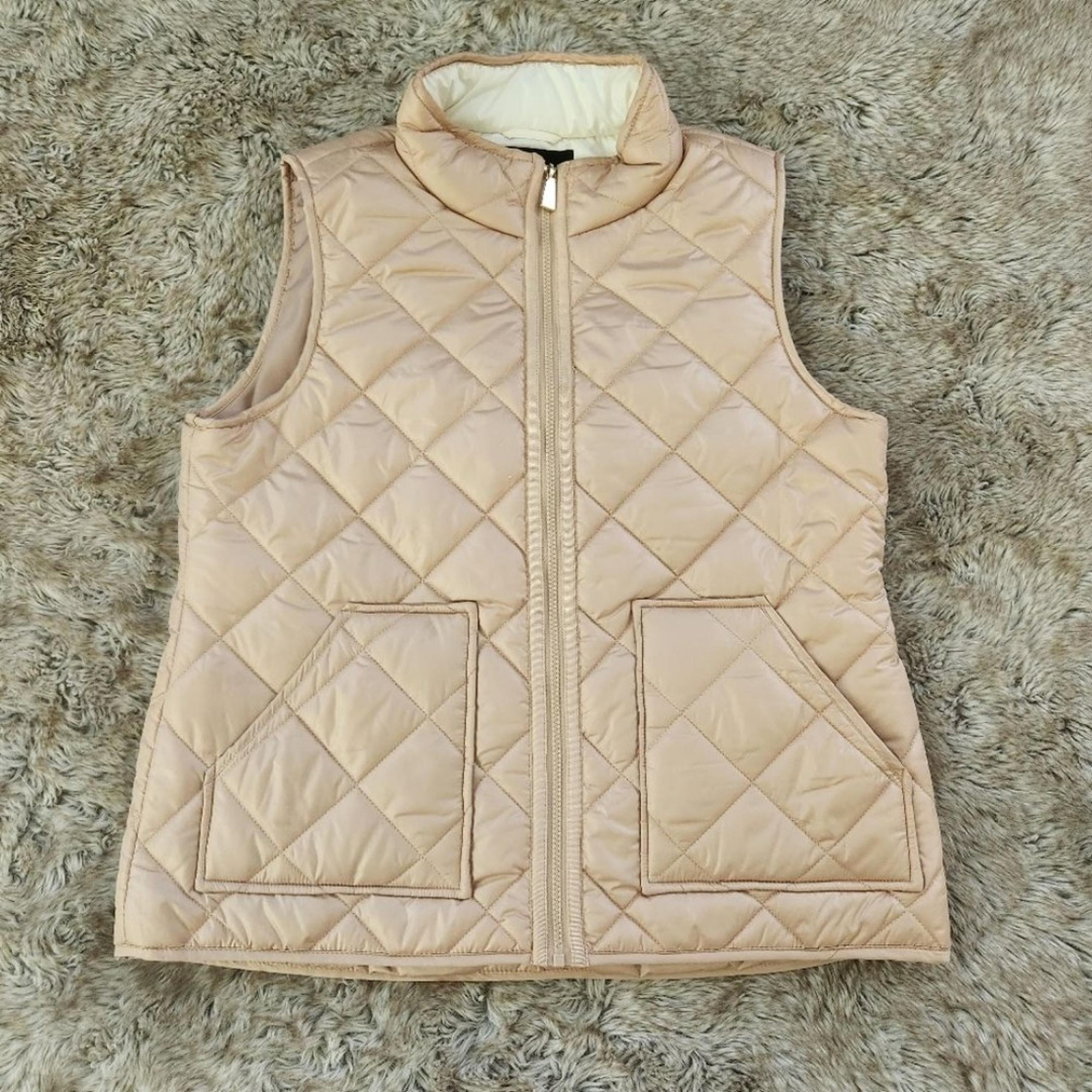 Kate Spade Quilted Vest Zipper Close Shimmery Rose Gold Size Large