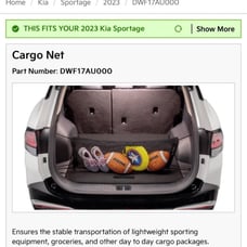 2023/2024 Kia Sportage Cargo Net (without sub)