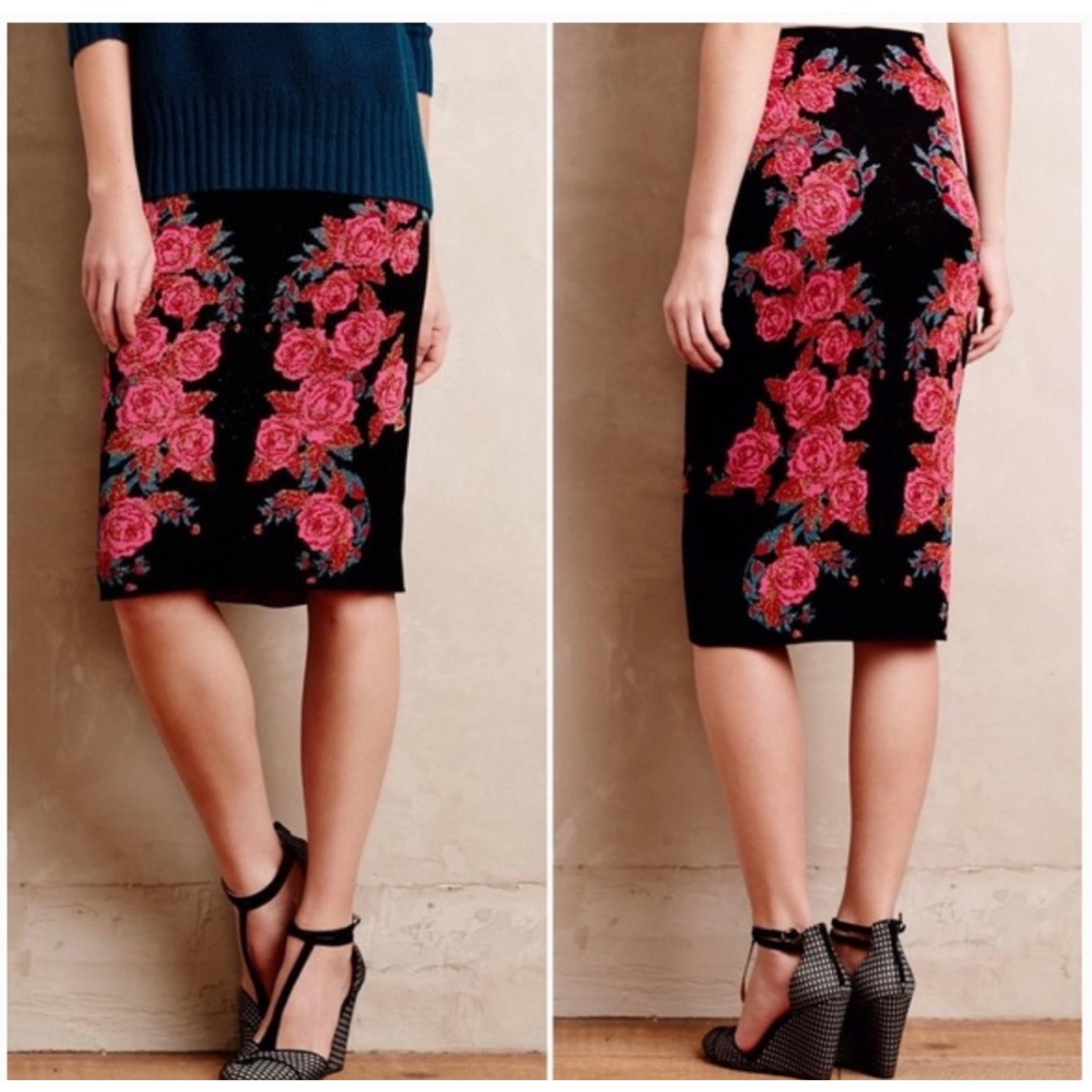 Ekaterina Kukhareva Briar Sweater Skirt Rose Motif ANTHROPOLOGIE Sz Small