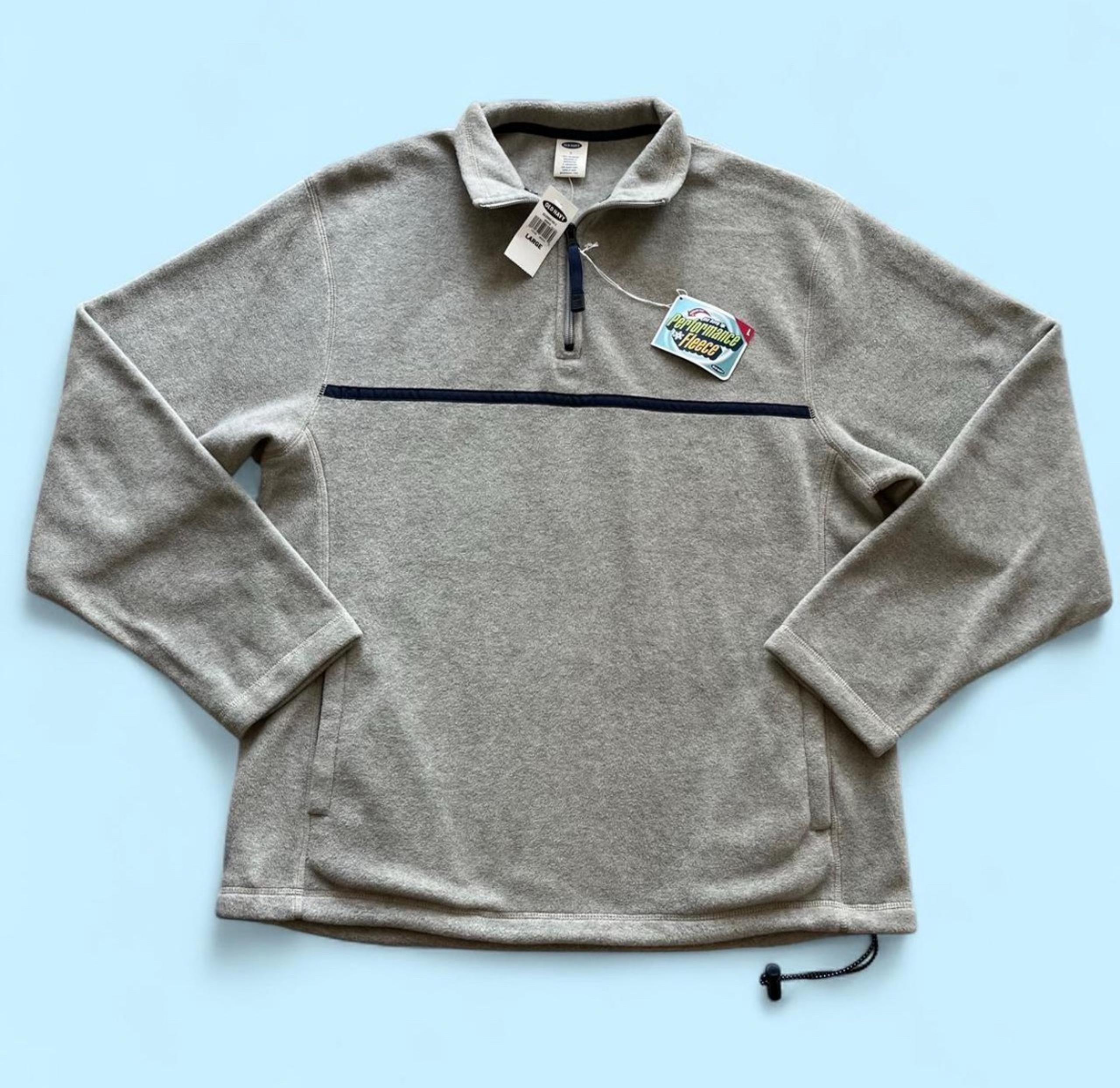 Old Navy Vintage Y2K Grey Pullover Fleece Sweater men’s Large New w. tags