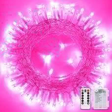 Pink Christmas Holiday, Decorations, 33ft 100 LED, Remote Indoor Outdoor