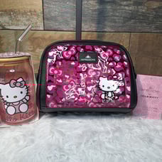 Hello Kitty Two Zipper Cosmetics Bag & Glass Tumbler Set - A740663