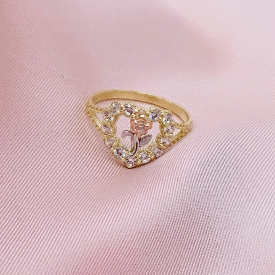 ❤️ 14k gold ring heart rose size 7