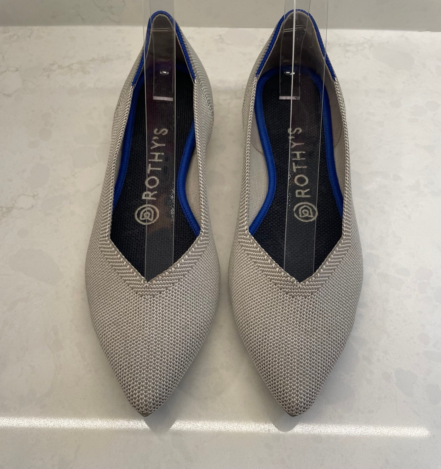 Rothy's Taupe Gray Knit Fabric Slip-On Pointed-Toe Flats Women’s Size 7.5