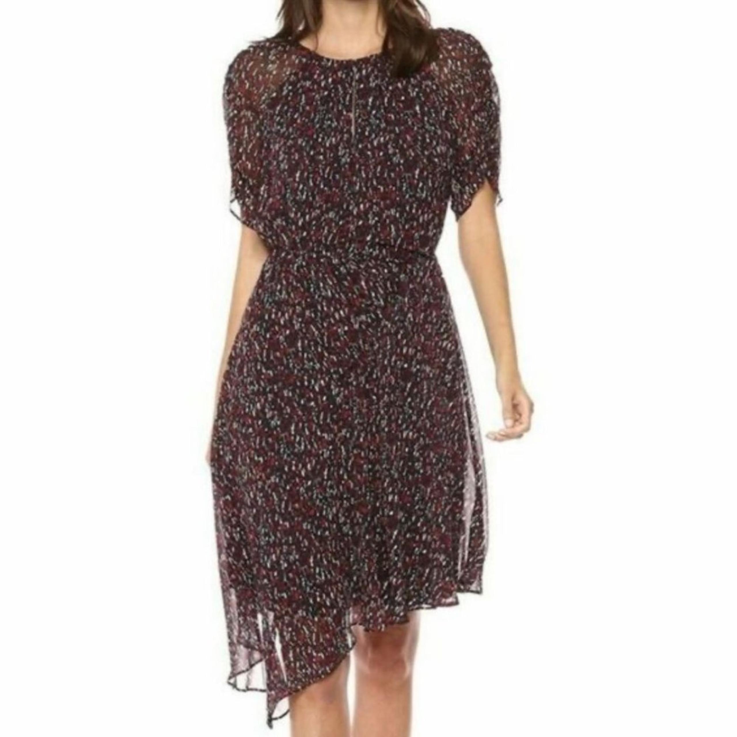 Joie Nancilea Asymmetrical Knee Length Dress Silk Women’s Large Red Blue