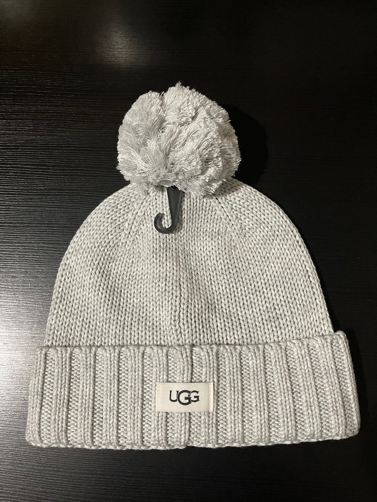 UGG Grey Knit Pom Beanie Hat One Size