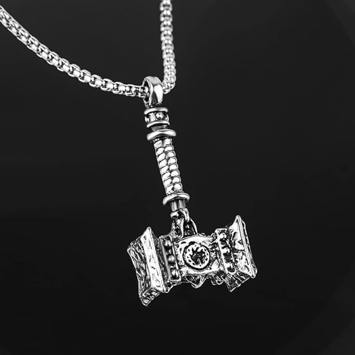 Thor's Hammer Pendant Necklace for Men Stainless Steel