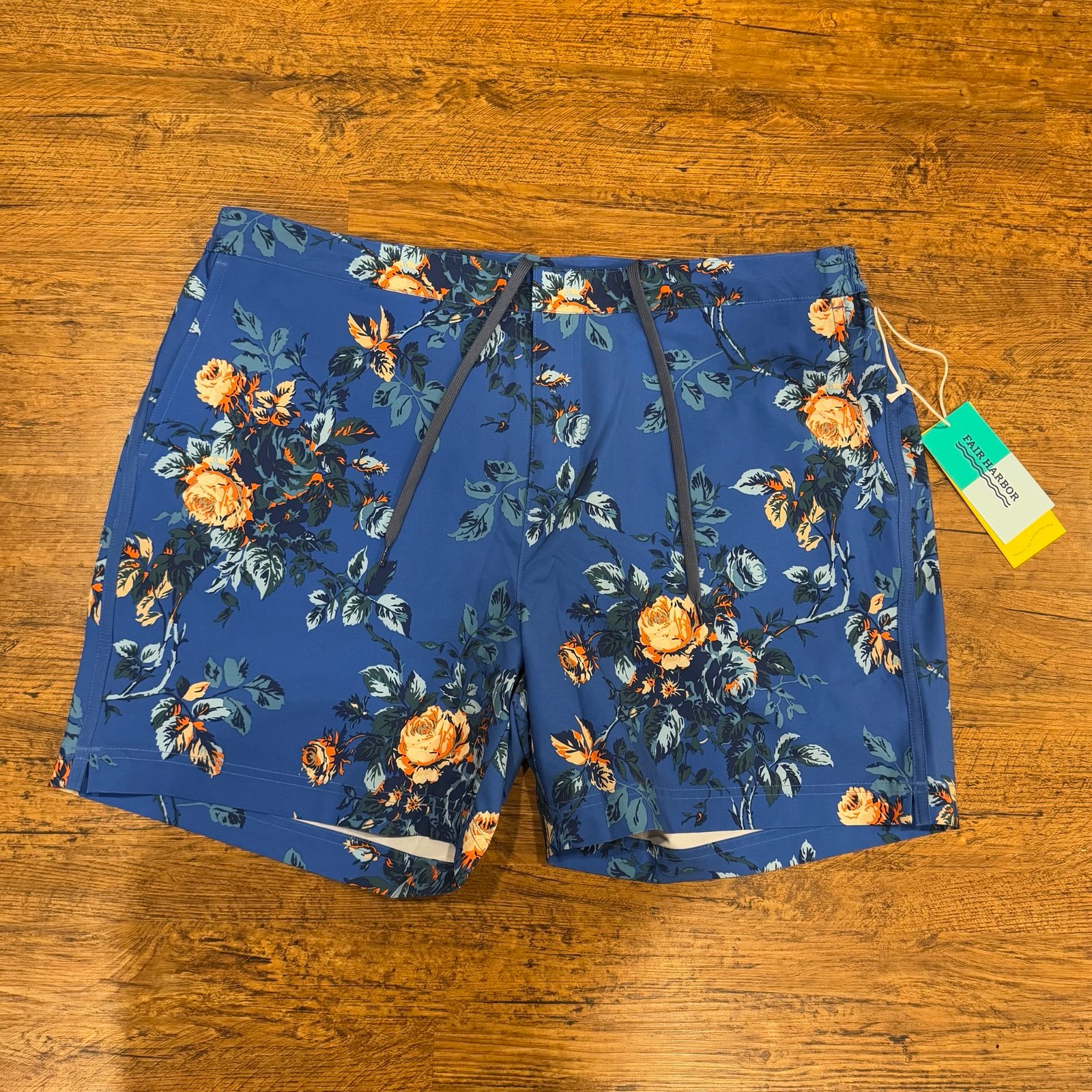 Fair Harbor Blue Floral The Sextant Beach Pool Lined Swim Trunks Shorts Men 38x6