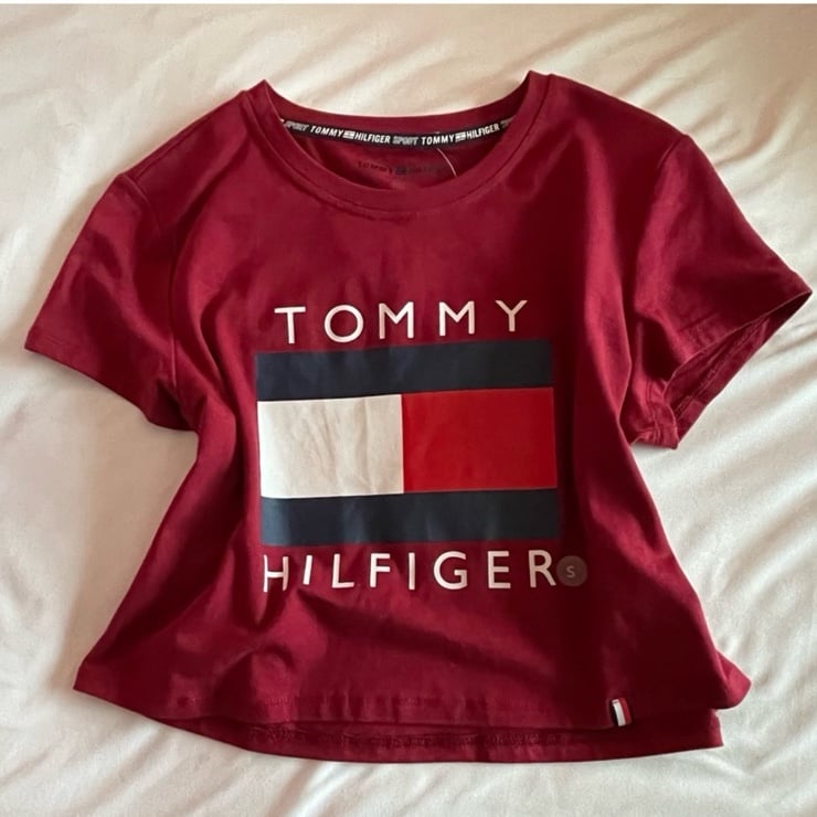 Tommy Hilfiger Logo Burgundy Crop Top