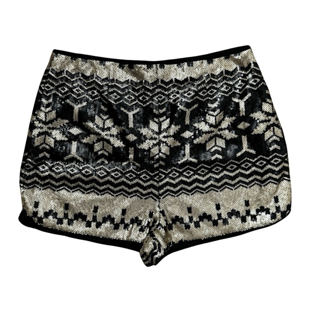 Jealous Tomato Sequin Shorts Black/Gold Women’s Size Small.
