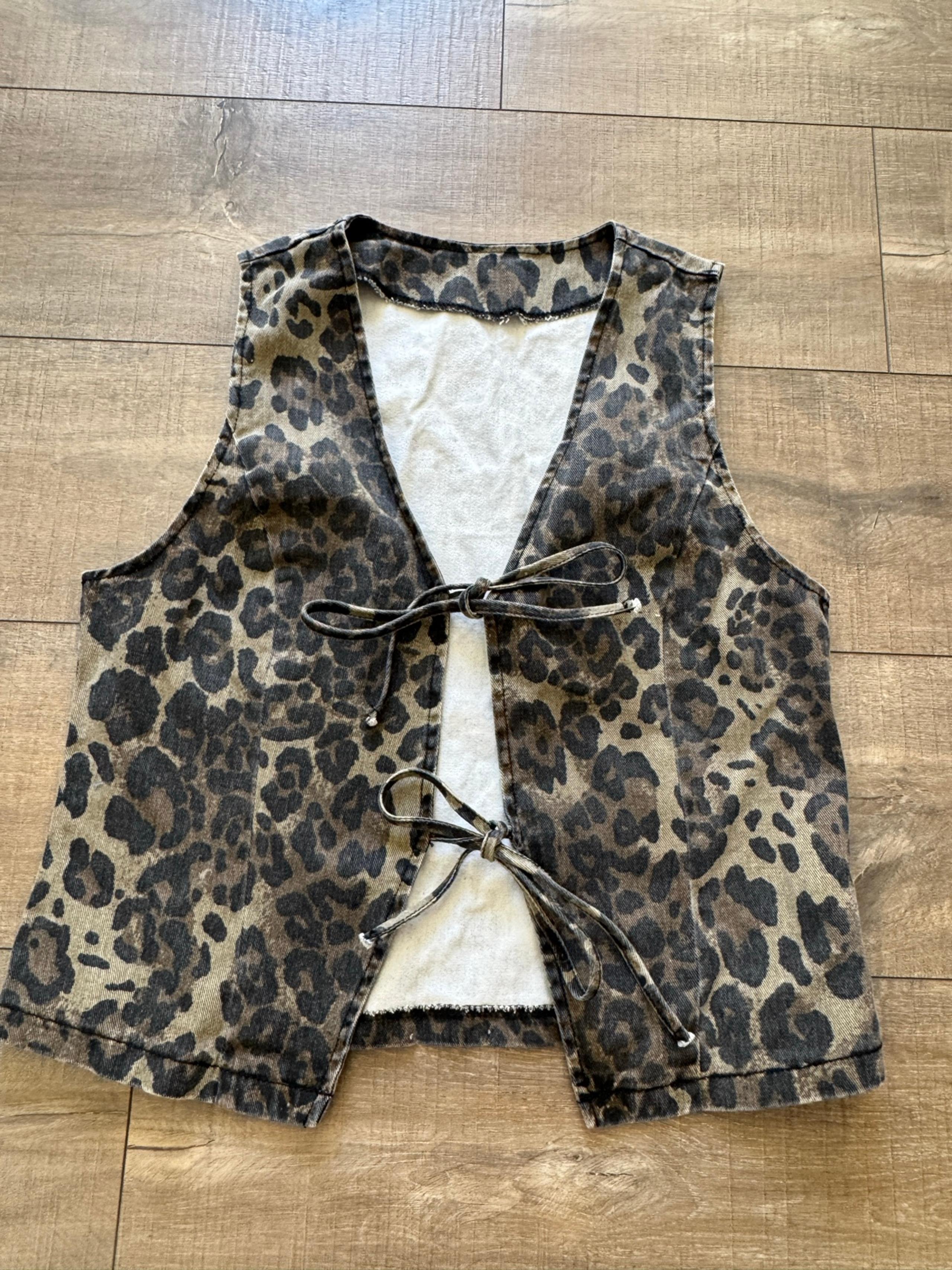 Leopard Print Denim Vest
