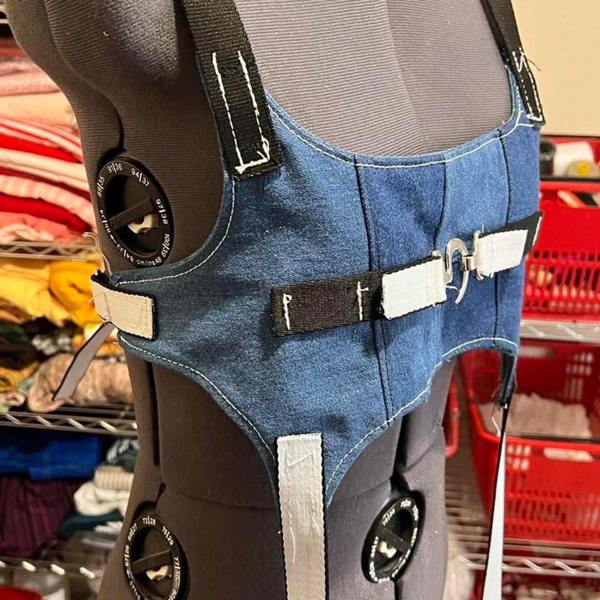 Harness utility holster top - denim patchwork