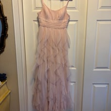 Pink Tiered Prom Dress With Lace Up Back 7/8