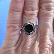 4.75ct 100% REAL NATURAL BLACK DIAMOND RING, CERTIFICATE,FR EE DIA TESTER Size 8