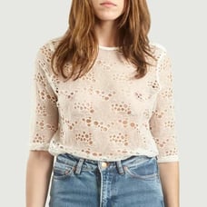 Roseanna Martial Laces Top Women Size 10 White Sheer Designer Artsy Lux Cottage