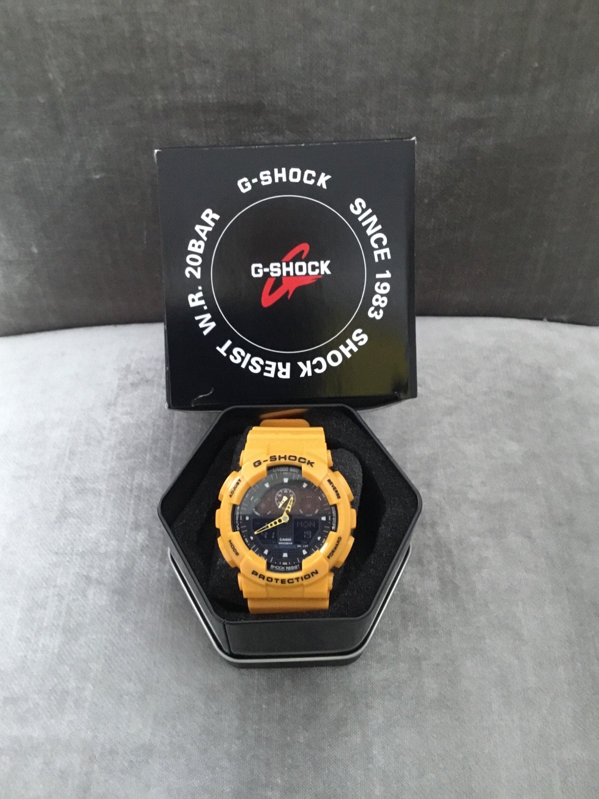 G-Shock watch yellow water resistance shock resist