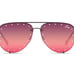 Quay HIGH KEY pink mirrored silver bling lenses/black frame Sunglasses