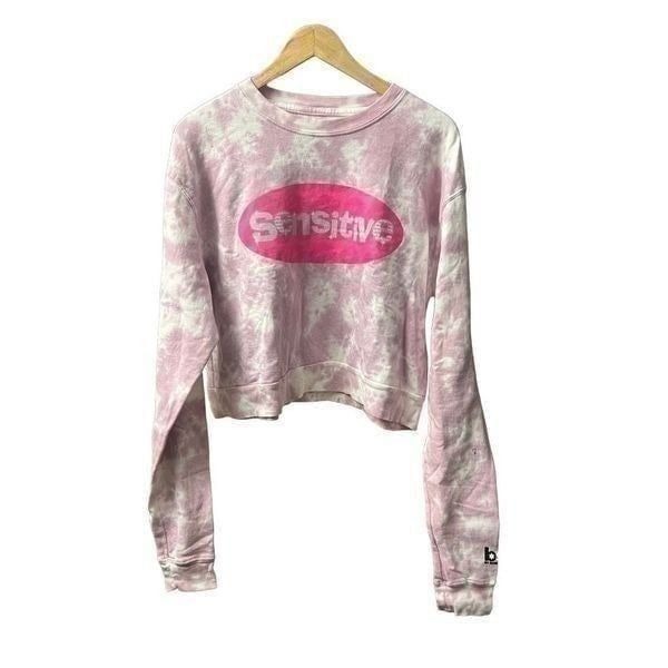 BSR By Samii Ryan Women Tie-dye Sensitive Print Crewneck Sweatshirt Pink Medium