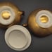 Vintage Wheeling Decorating Gold Creamer, Sugar, Trinket Dishes, Salts & Peppers