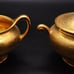 Vintage Wheeling Decorating Gold Creamer, Sugar, Trinket Dishes, Salts & Peppers