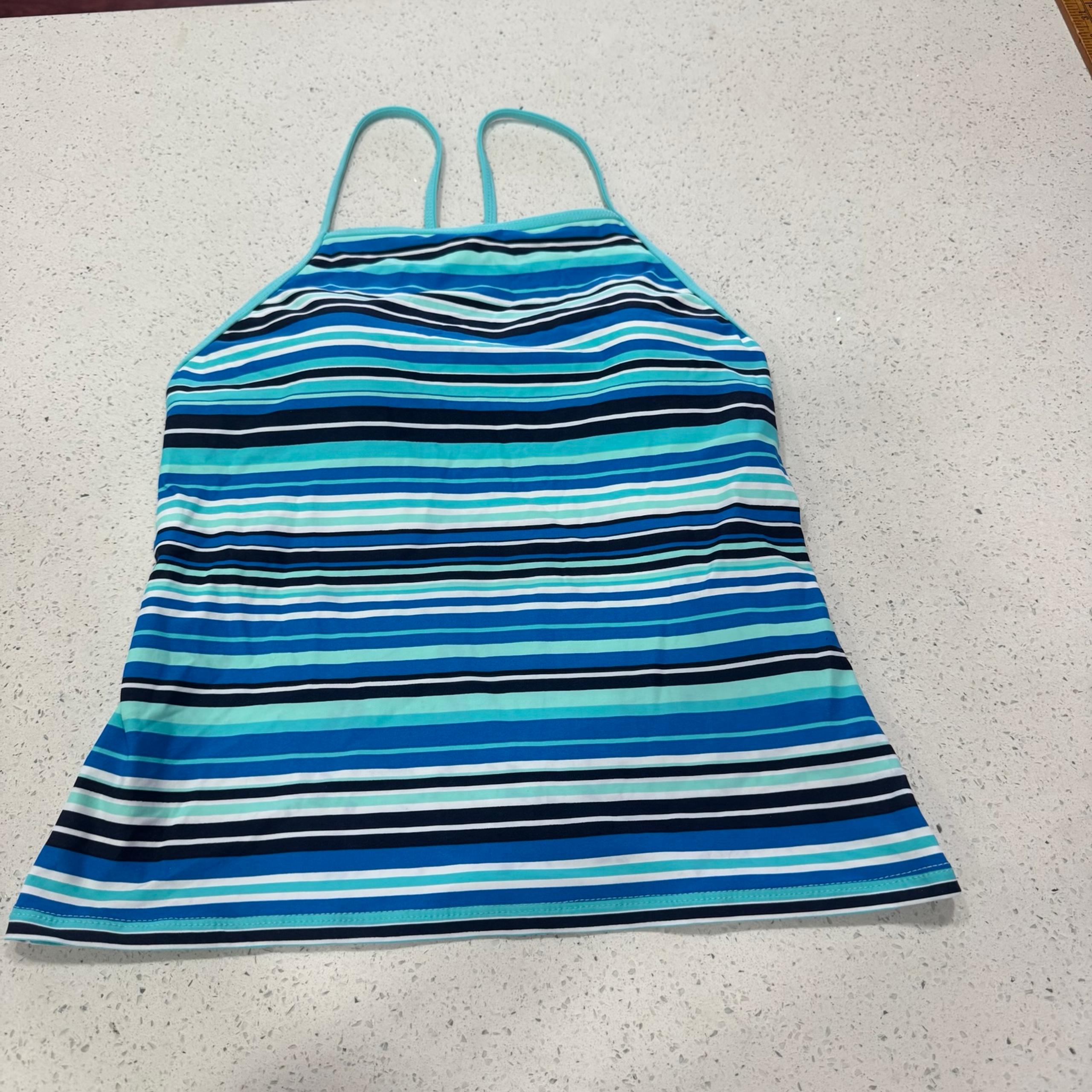 EUC Nautica Colorful Blue Striped Tankini Swimsuit Top S M 10