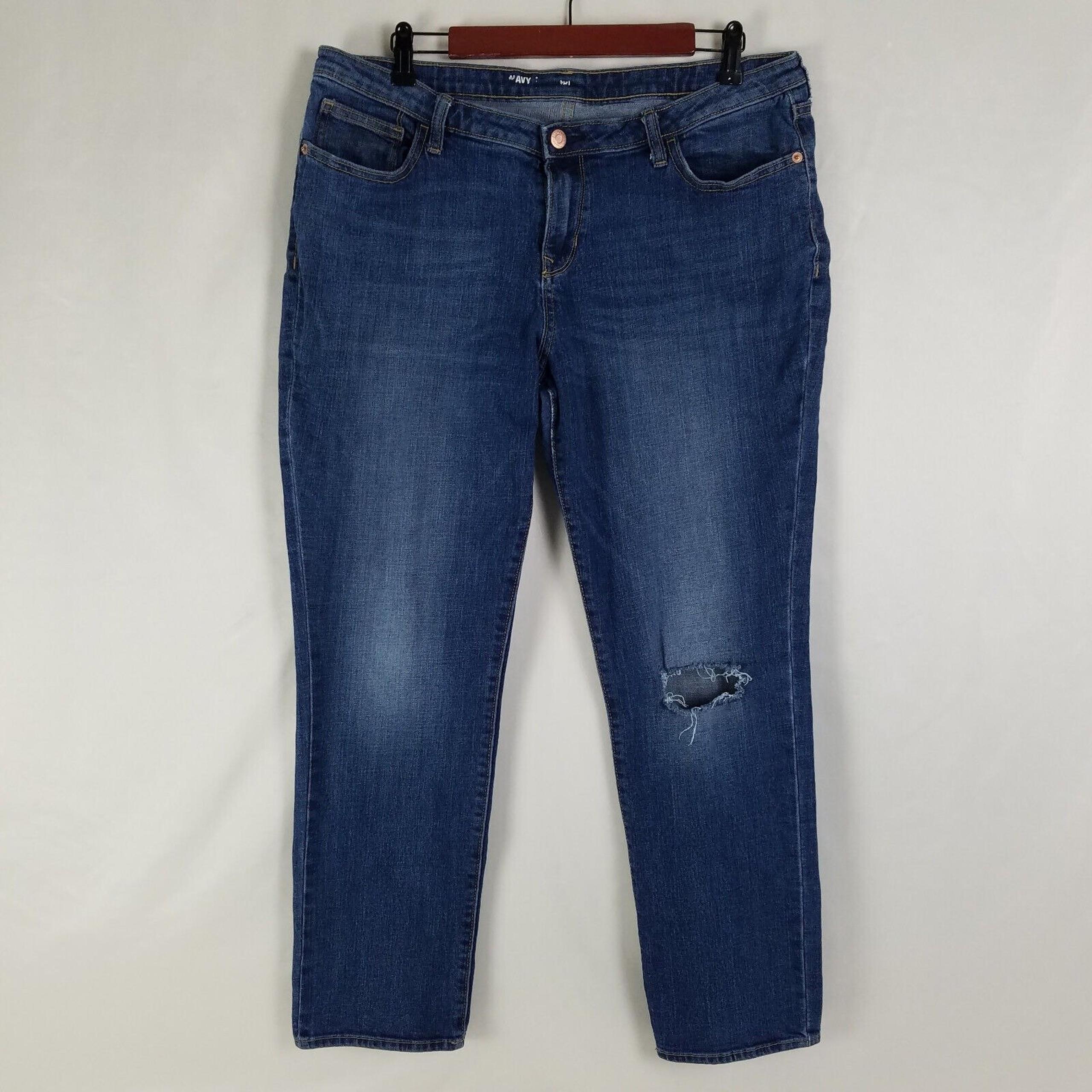 Old Navy Jeans Womens 14 Blue Slim Straight Leg Mid Rise Medium Wash Denim
