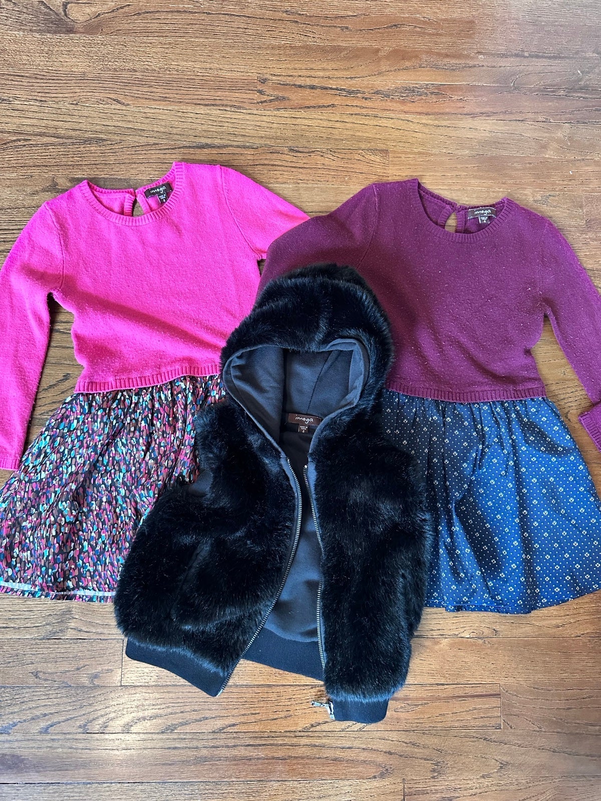 Imoga fur vest and sweater dresses