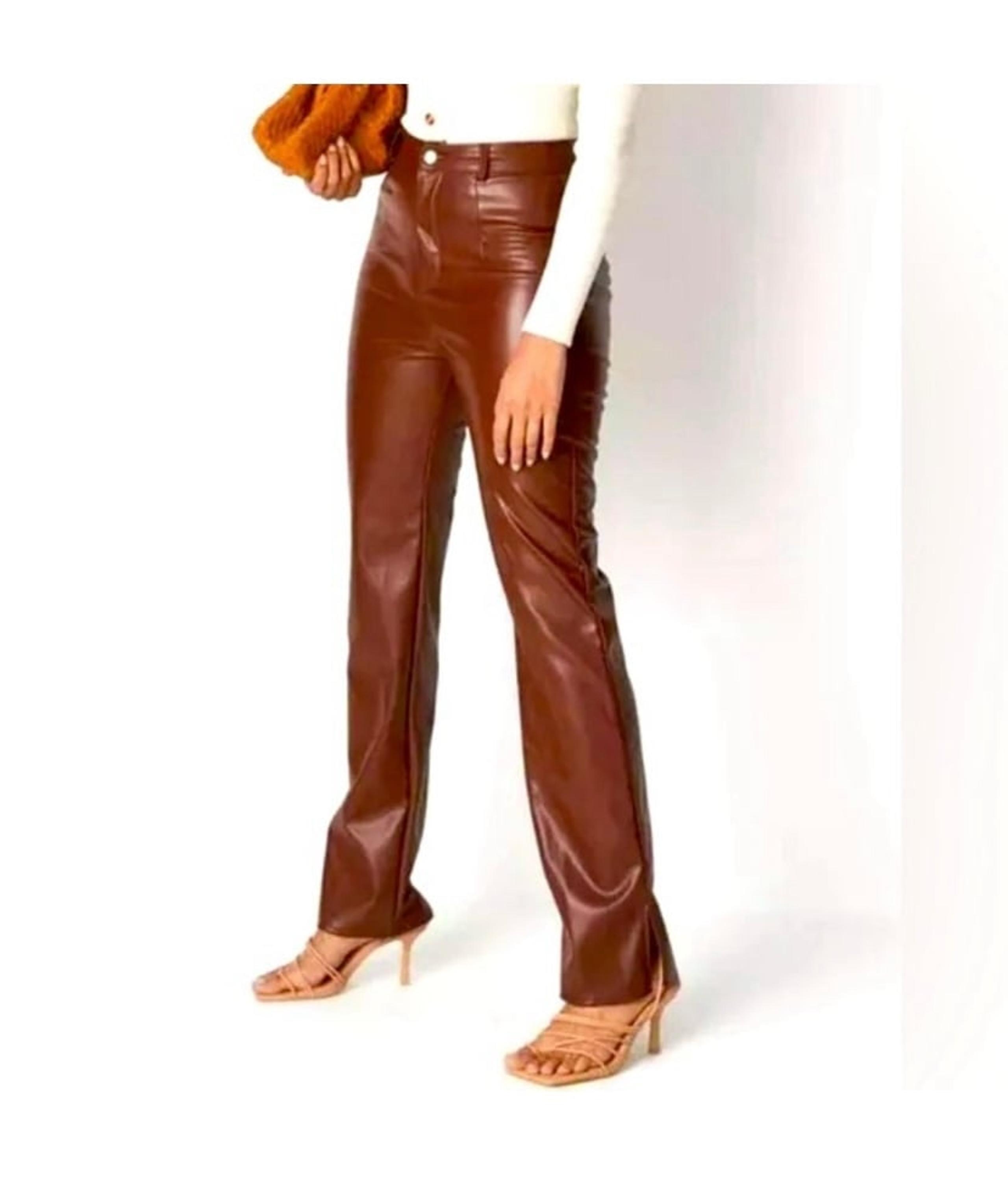 Missguided Women Faux Leather Pant- Ankle side slits- Size US 6