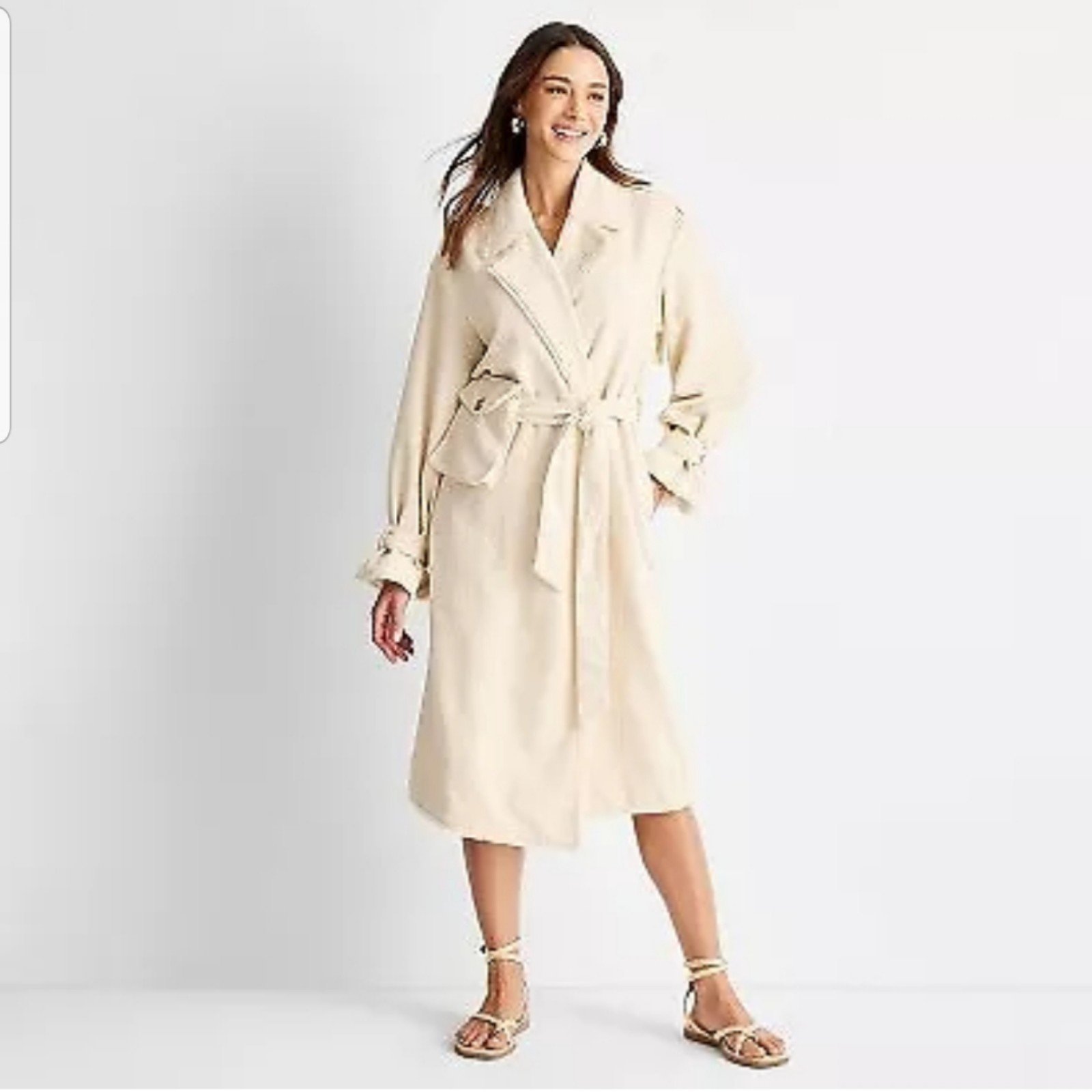 Women's Boucle Frayed Edge Trench Coat Future Collective W Jenny K.Lopez Cream