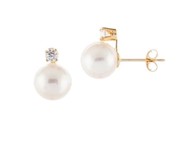 Masako 14K Yellow Gold, Pearl & Diamond Stud Earrings