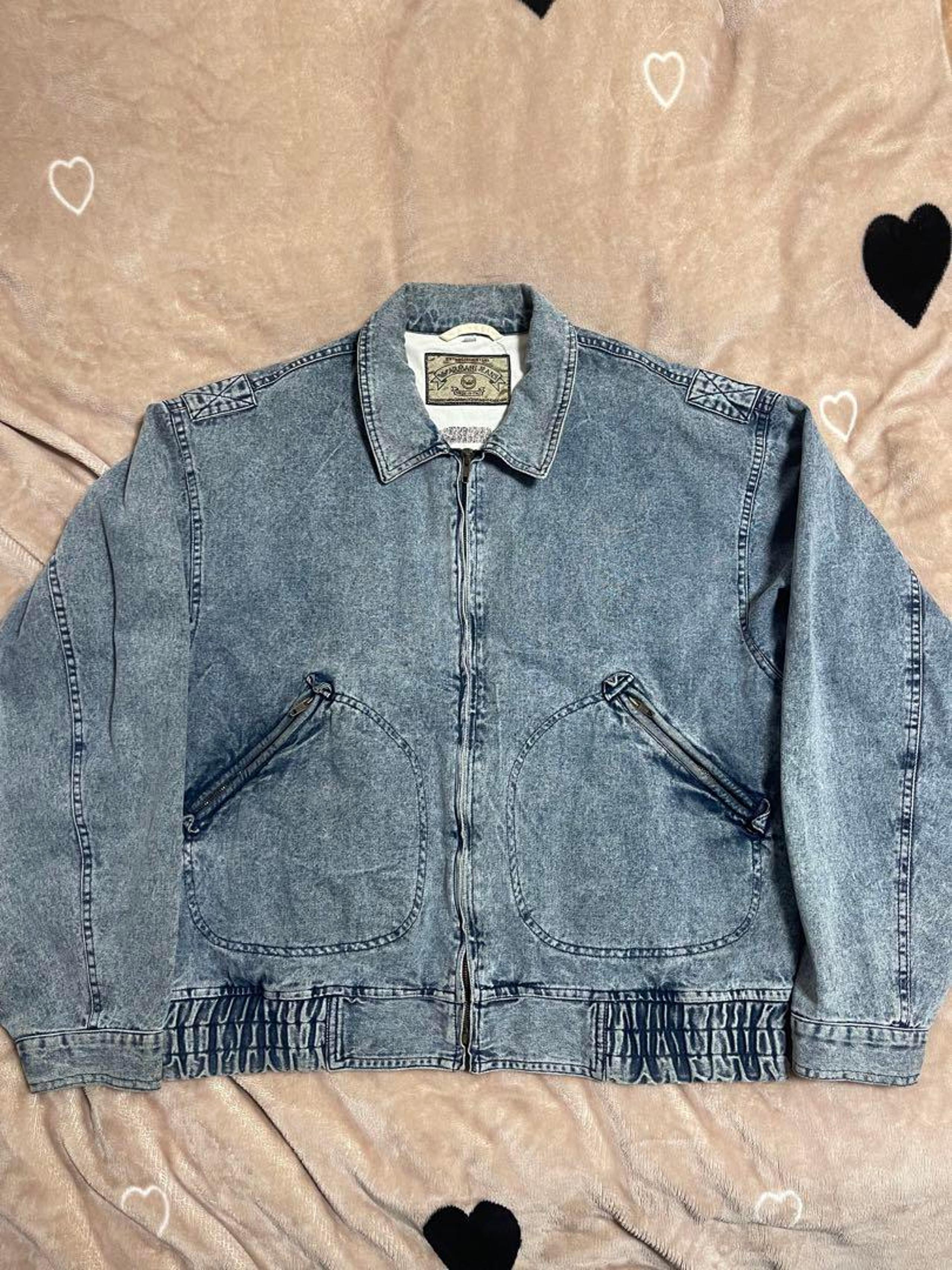 Armani Jeans 80s vintage tiger flower denim jacket