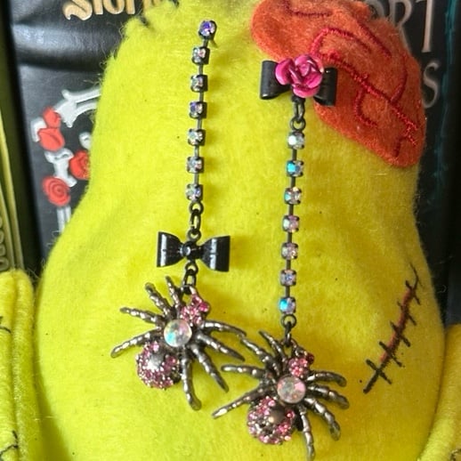 Betsey Johnson Dark Forest spider earrings
