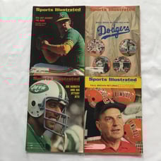 4 vintage Sports Illustrated magazines: Joe Namath/Paul Brown/Catfish/Dodgers