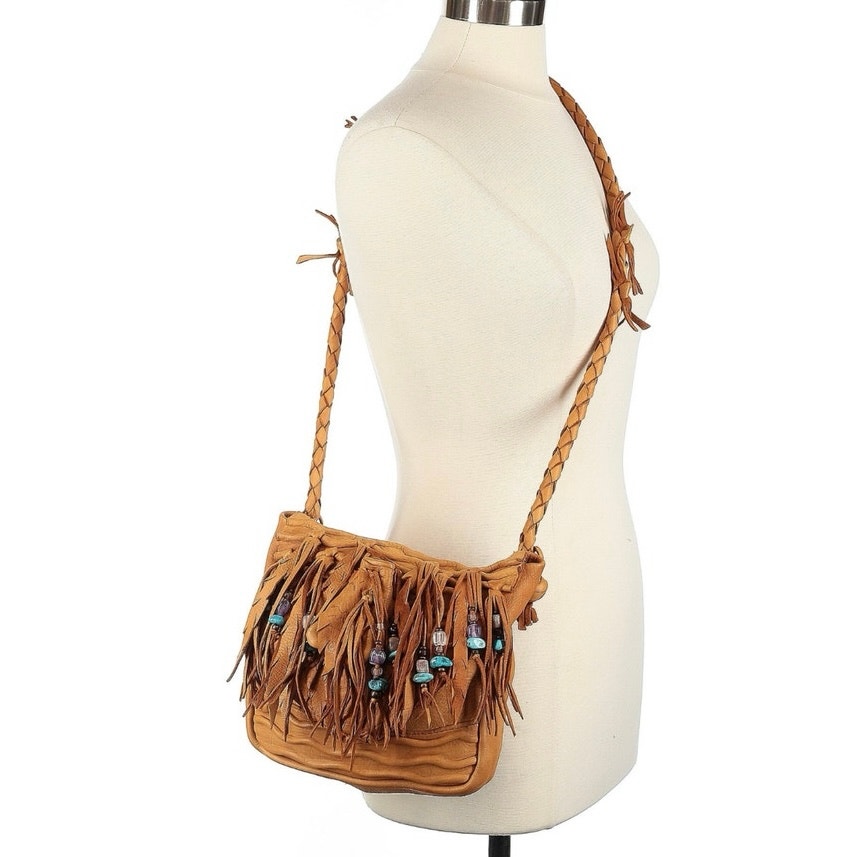 Moondancer leather deer skin crossbody bag
