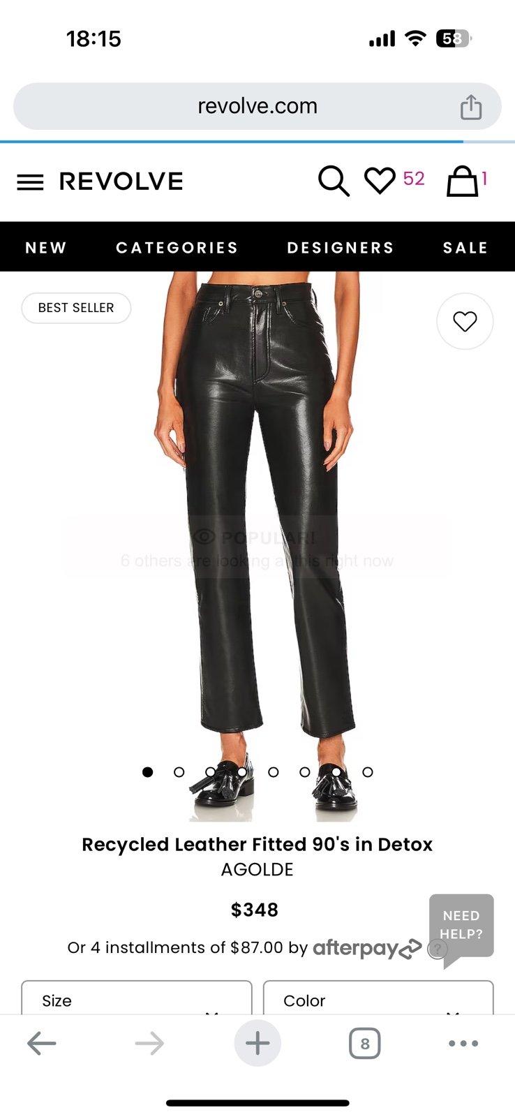 Agolde Recycled Leather Fitted 90's Pants / Jeans in Detox