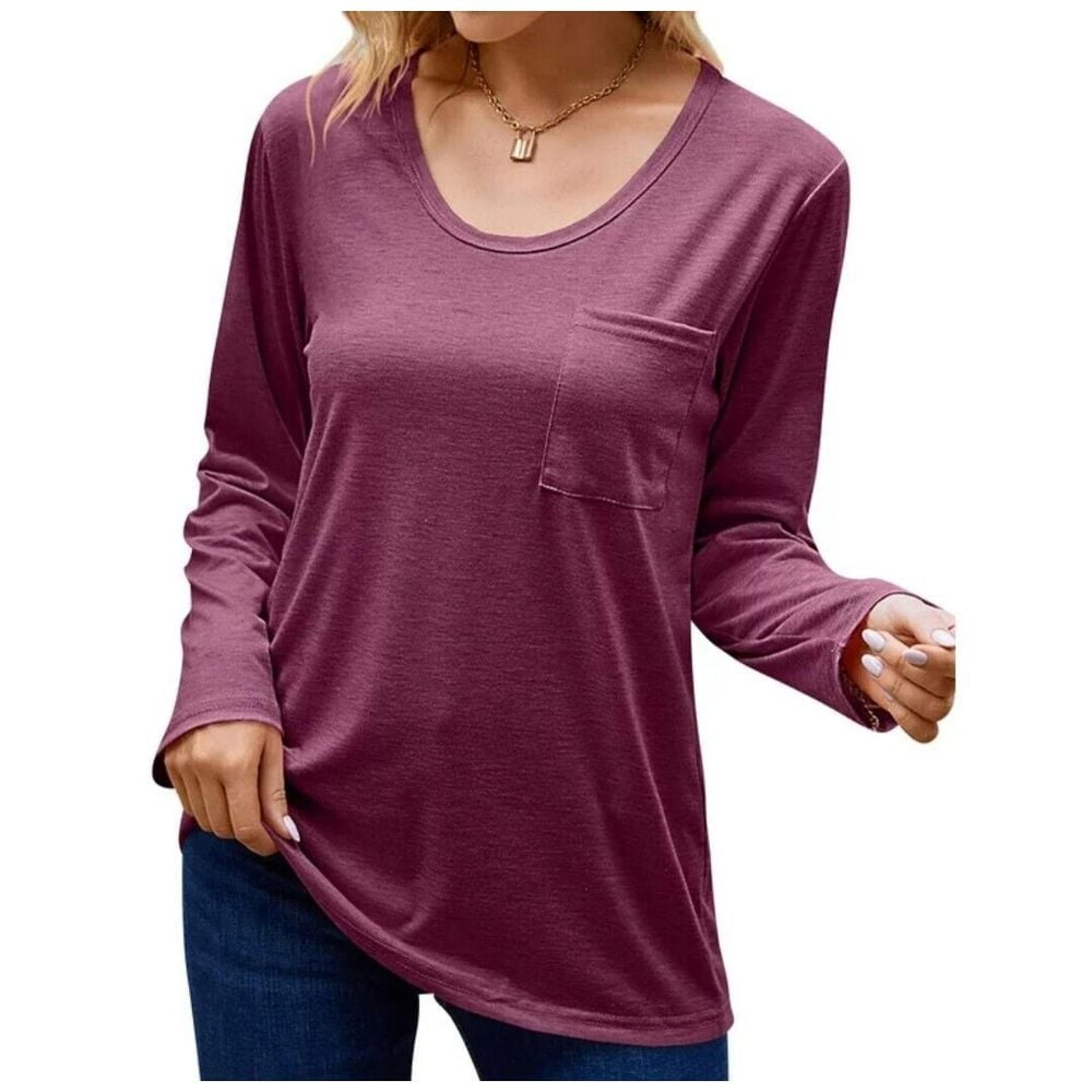 Alfani Pajama Top Women XS Wild Ginger Super Soft Long-Sleeve Scoop Neck Lounge