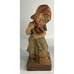 vintage hand carved lady sweeping wood figures made in Italy