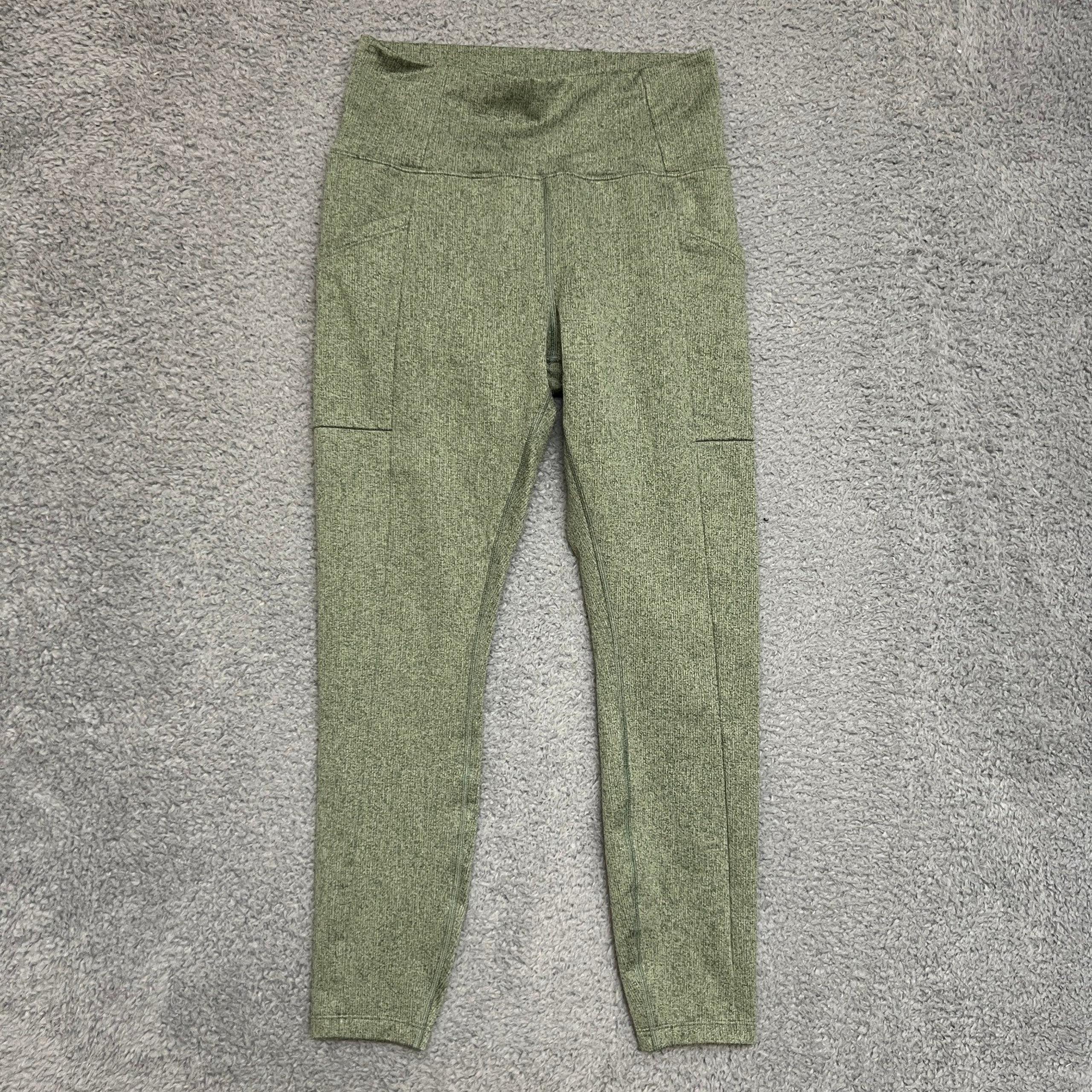 REI Co-op Leggins Womens M Heathered Green Pockets Athleisure Casual Gym Run